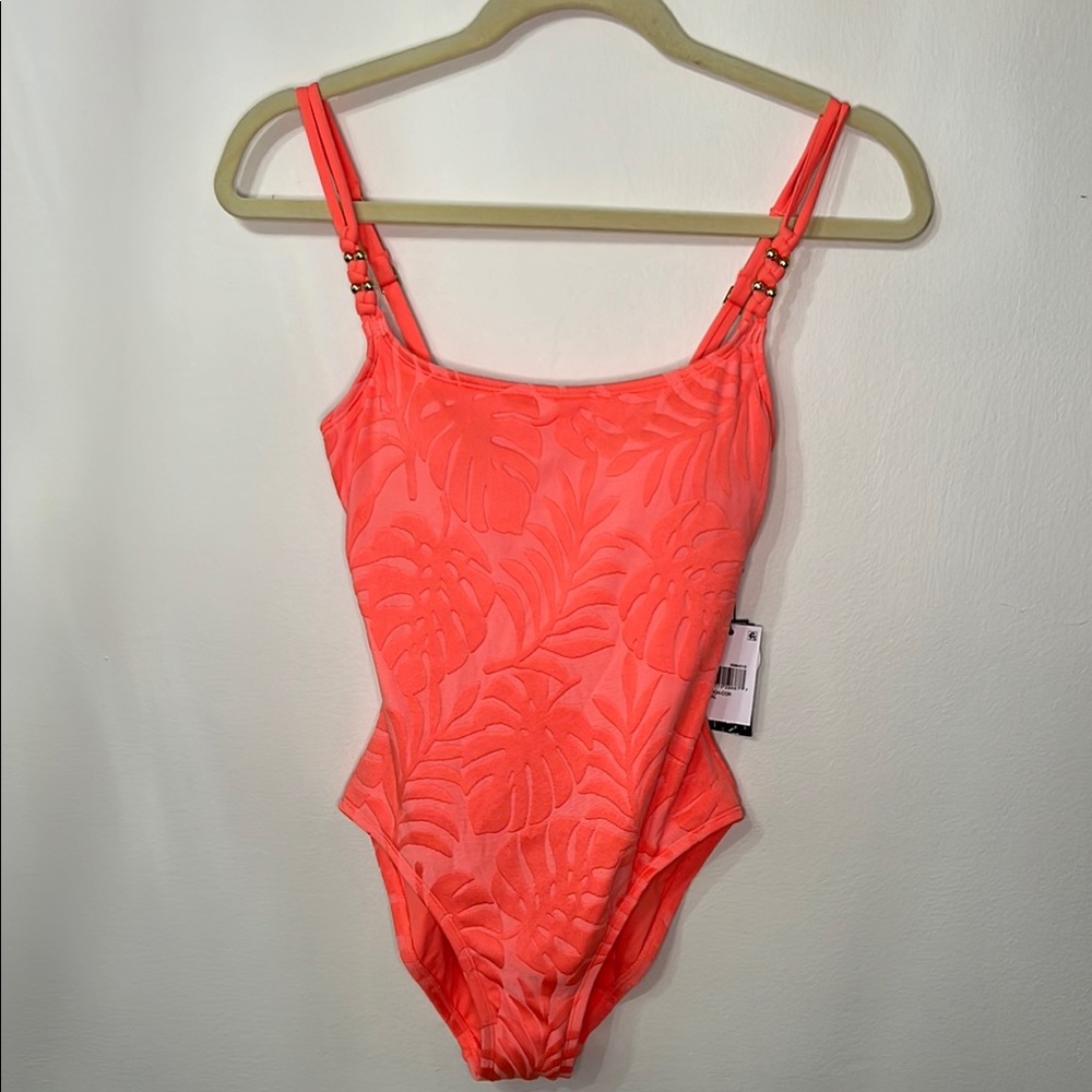 La Blanca One Pieces Island Palm Coral Swimsuit New Tummy Control 50SPF - Picture 1 of 13